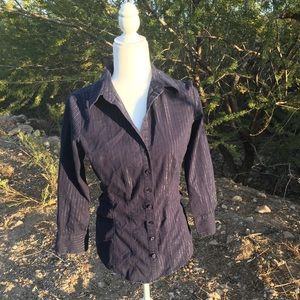 Dark blue pin stripe button down shirt